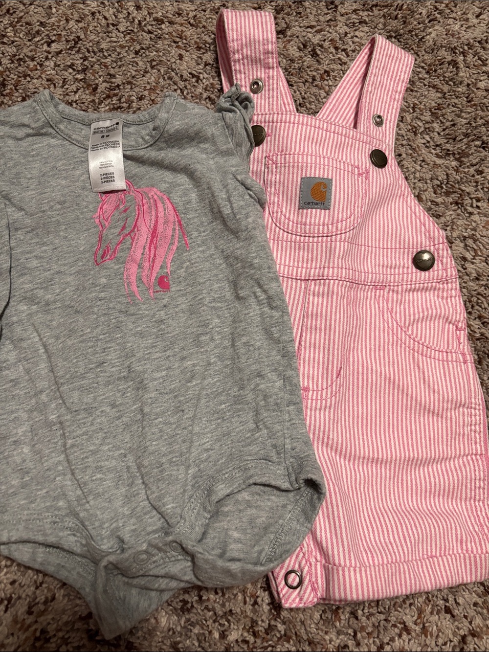 Carhartt overalls with horse onesie